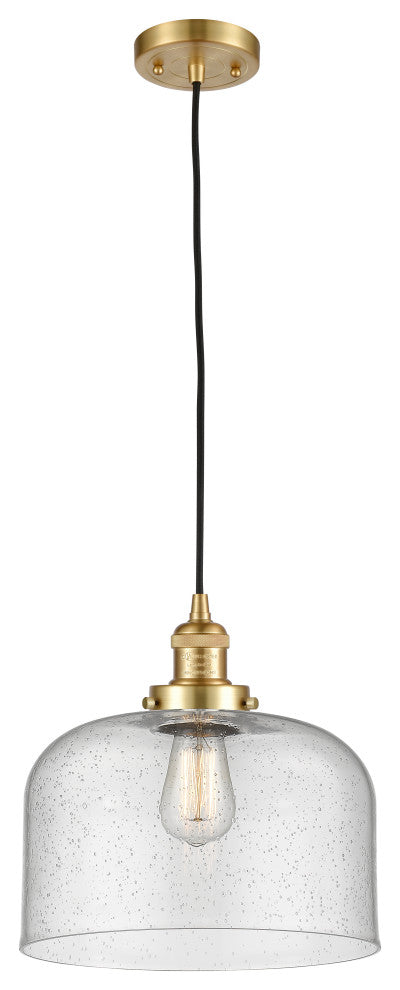 X-Large Bell 1 Light Mini Pendant, Satin Gold, Seedy