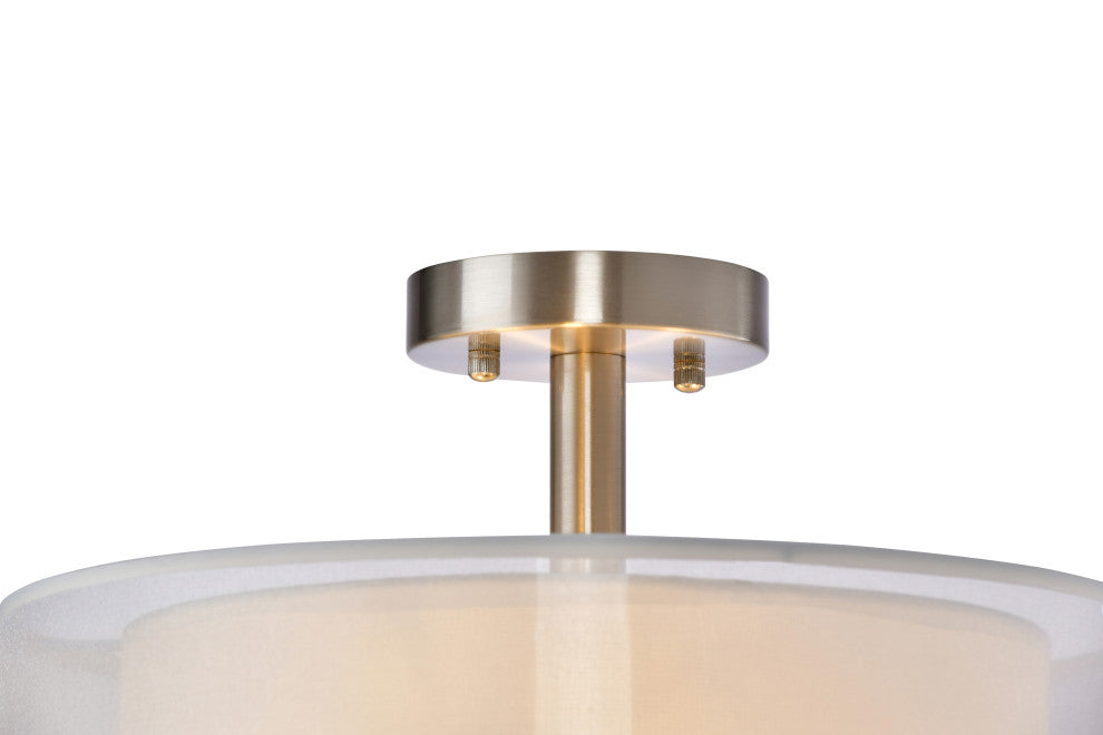Lazzur Rhine 3 Light 15" Satin Nickel Semi-Flush Mount Ceiling Light