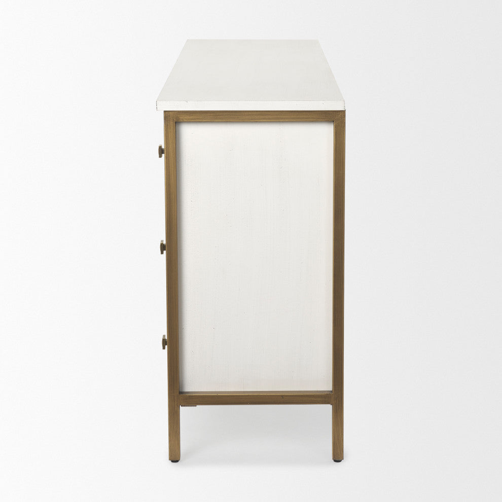 Savannah White Fir Veneer With Gold Metal Accents 6-Drawer Sideboard