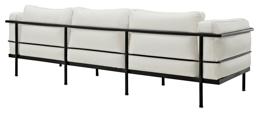 Modern Contemporary Living Room Leather Armchair and Sofa White