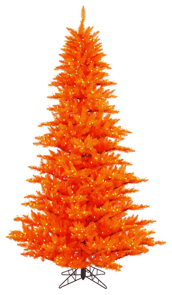 Vickerman 7.5'x52" Fir Tree, Dura-Lit 750 Orange 1634 Tips, Orange, LED