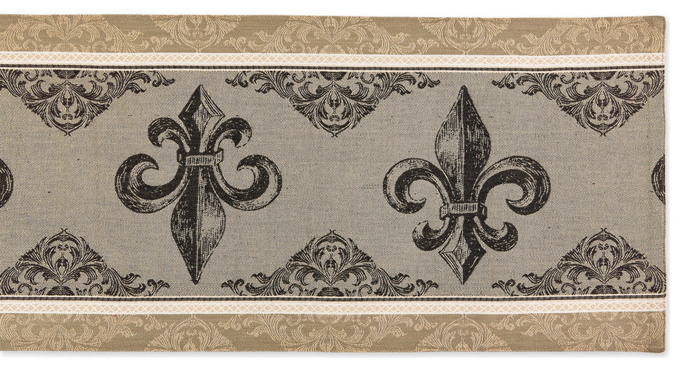 Fleur De Lis Stripe Jacquard Table Runner