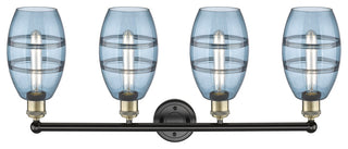 Edison-Vaz 4-Light 33" Bath Vanity Light, Black Antique Brass, Princess Blue