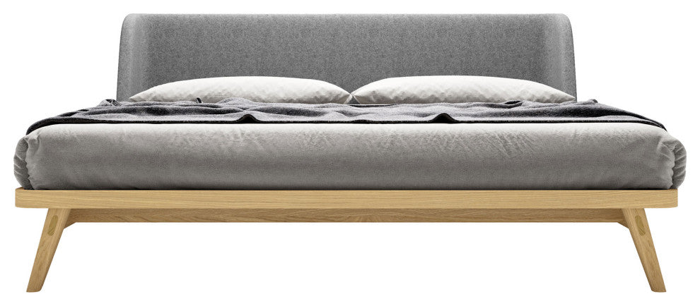 Haru Queen Bed, Andorra Wool and Natural Oak
