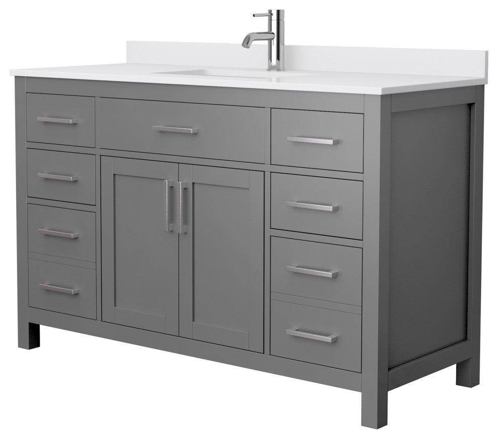 Beckett 54" Dark Gray Single Vanity, White Cultured Marble Top