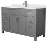 Beckett 54" Dark Gray Single Vanity, White Cultured Marble Top