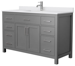 Beckett 54" Dark Gray Single Vanity, White Cultured Marble Top