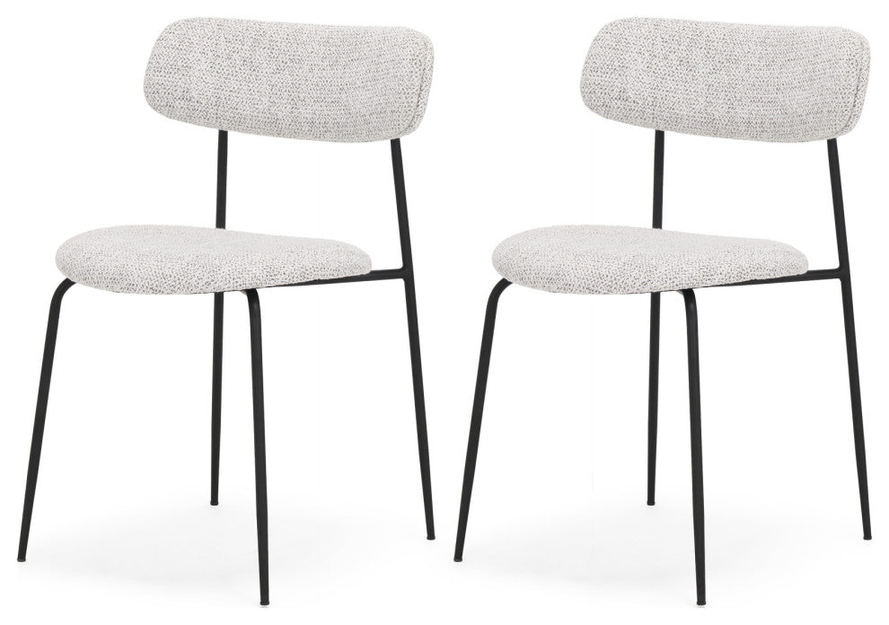 Casey Matte Black Metal With Gray Fabric Dining Chair, Set of 2