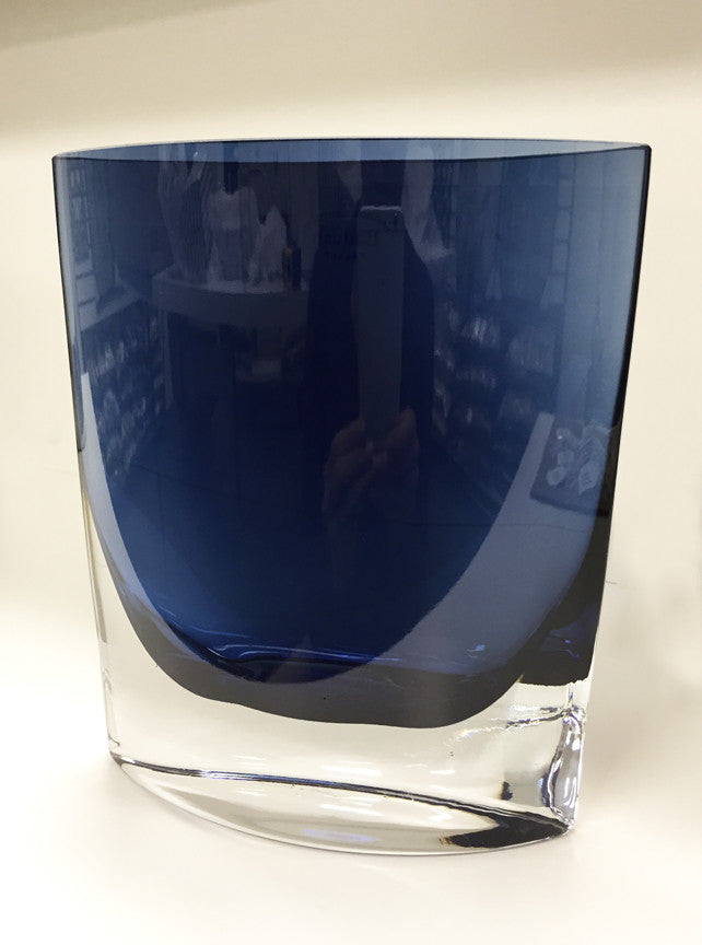 Badash K2038 Samantha Blue European Mouth Blown Cased Glass Vase