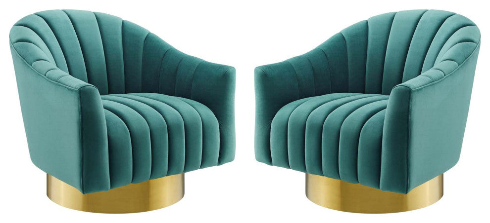 Accent Chair, Set of 2, Velvet, Metal, Teal Blue, Modern, Lounge Hospitality