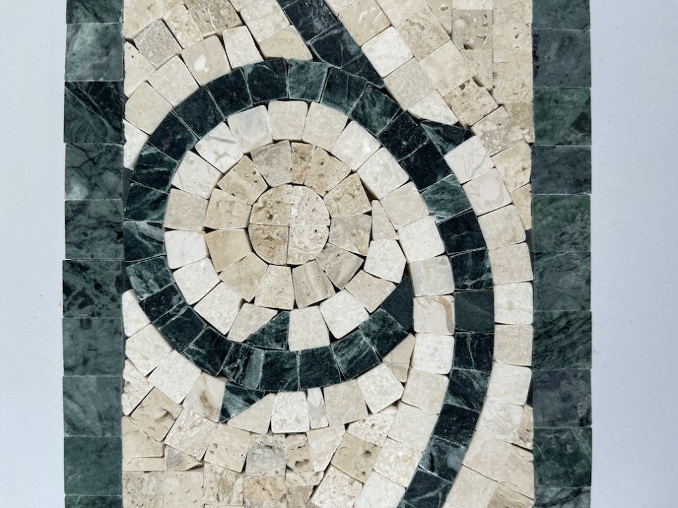 Marble Mosaic Border Listello Tile Vine Dark Green 5.1x12 Polished, 1 piece