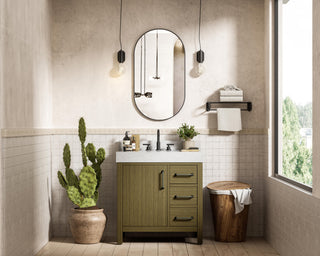 Home Living 32" Single Bathroom Vanity, Chestnut Brown With Backsplash