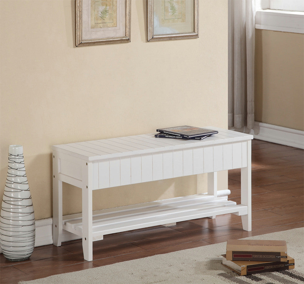 Gewnee Quality Solid Wood Shoe Bench with Storage, White