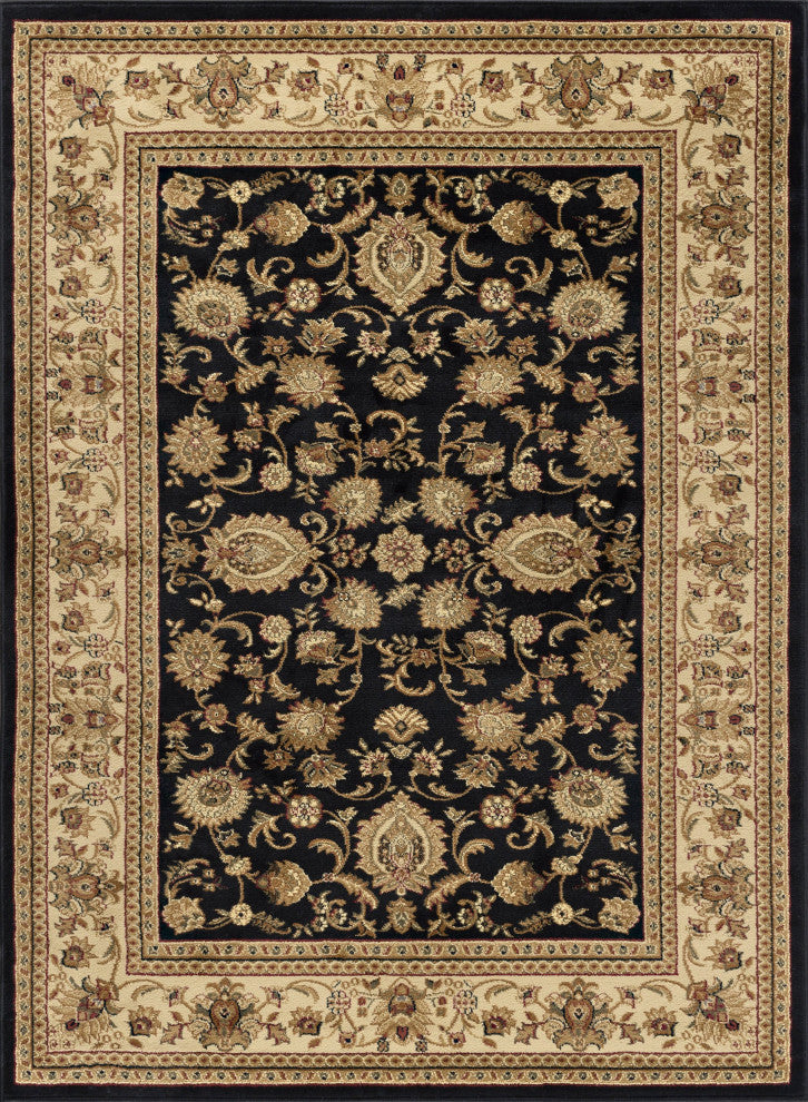 Gabrielle Traditional Oriental Black Rectangle Area Rug, 6.7' x 9.6'