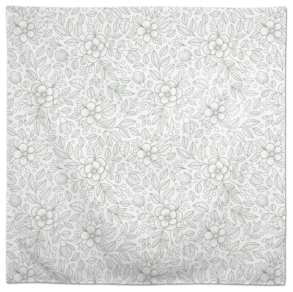 Doodle Flower Pattern Green 58x58 Tablecloth