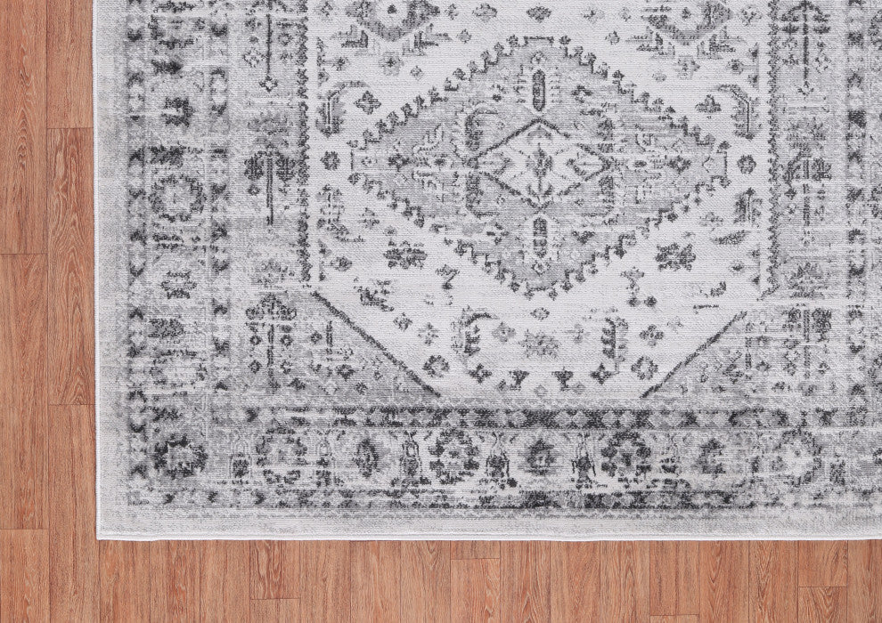 Low-Pile Beck Gray/Ivory Rug, Gray, 6'5"x9'5"