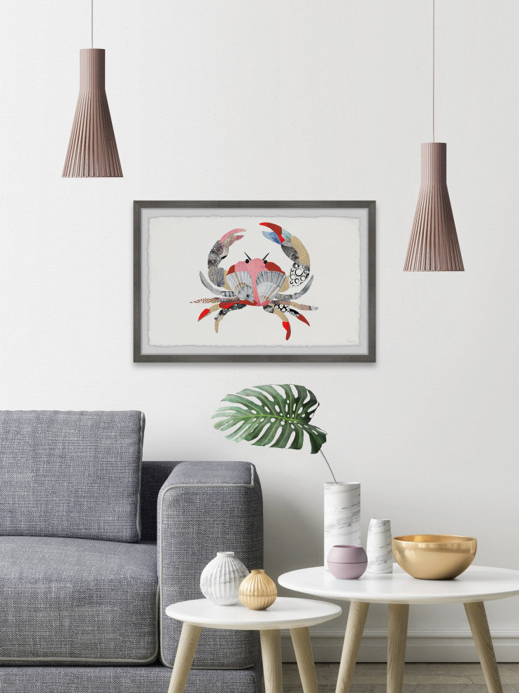 "Crab Mosaic" Framed Painting Print, 12"x8"