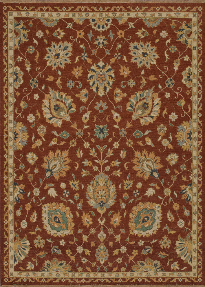 Hand-Dyed Hand-knotted 100% Wool Reversible Soumak Area Rug, Rust, 12'x17'6"