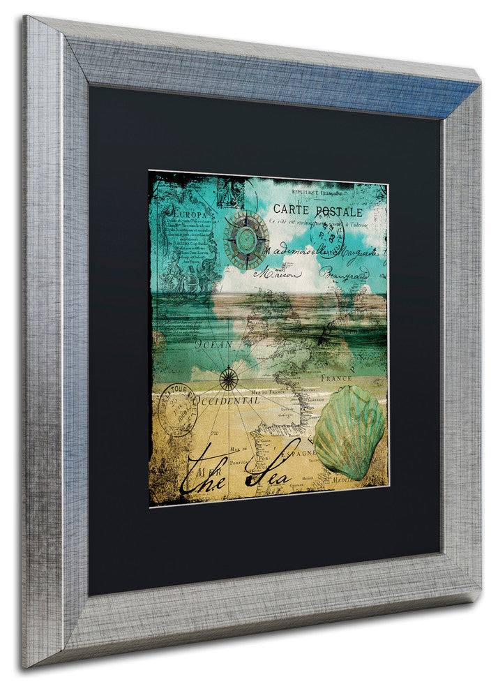 Color Bakery 'Ocean Clouds II' Matted Framed Art, Silver Frame, Black Mat, 16x16