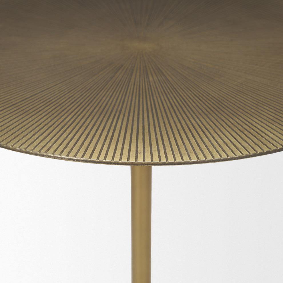 Rini Gold Metal and White Marble Accent Table