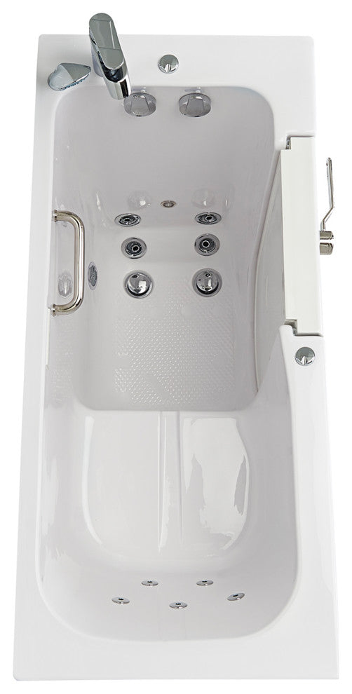 Ella Lounger 27"x60" Acrylic Massage Walk-In Bathtub, Outward Swing Door, Faucet