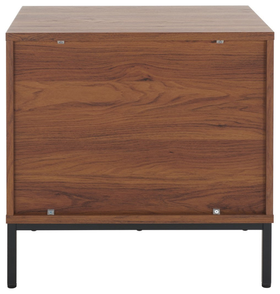 Safavieh Lylia 2 Drawer Nightstand, Walnut/Black