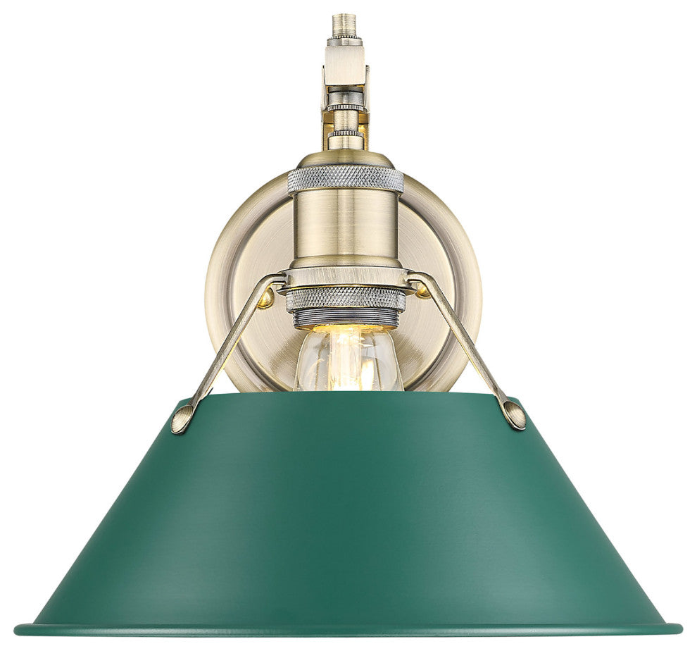 Golden Lighting 3306-1W AB Orwell 10" Tall Wall Sconce - Aged Brass / Pine
