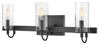 Hinkley Ryden Medium Three Light Vanity, Black