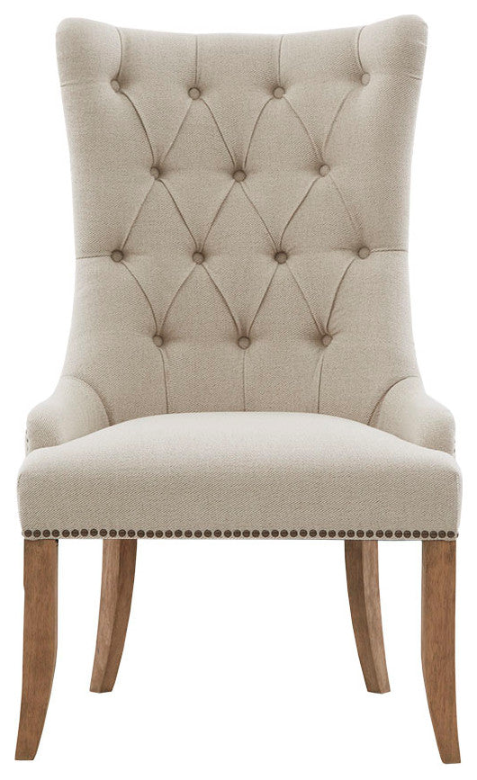 Madison Park Lucas High Wing Back Farmhouse Style Accent Chair, Cream
