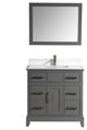 Bathroom Vanity Set With Engineered Marble Top, Gray, LED Touch Mirror, 36"