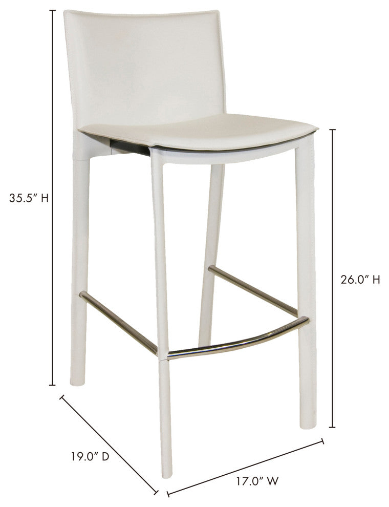 Modern Panca Counter Stool 26" White - White