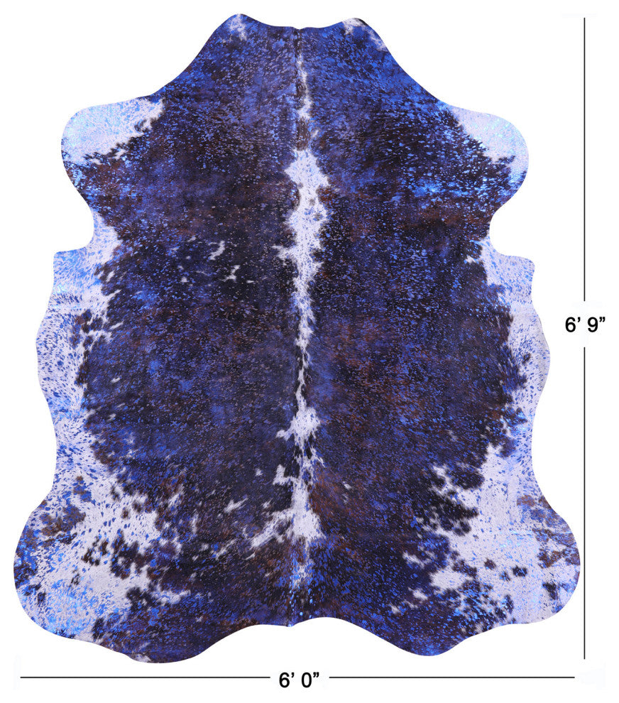 Blue Metallic Cowhide Rug 6' 9" X 6' 0" C2126