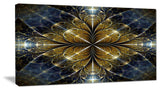 Digital Gold Fractal Flower Pattern, Oversized Abstract Canvas Art Print, 60x28