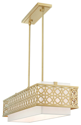 Soft Gold Fretwork, Ornamental, Transitional, Sophisticated Linear Chandelier