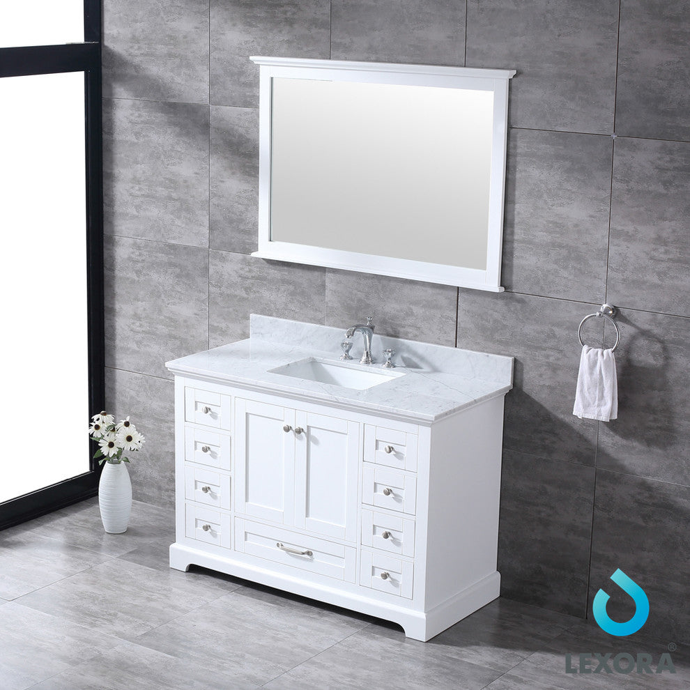 48" Single Vanity With Carrera Marble Top, Sink and 46" Mirror