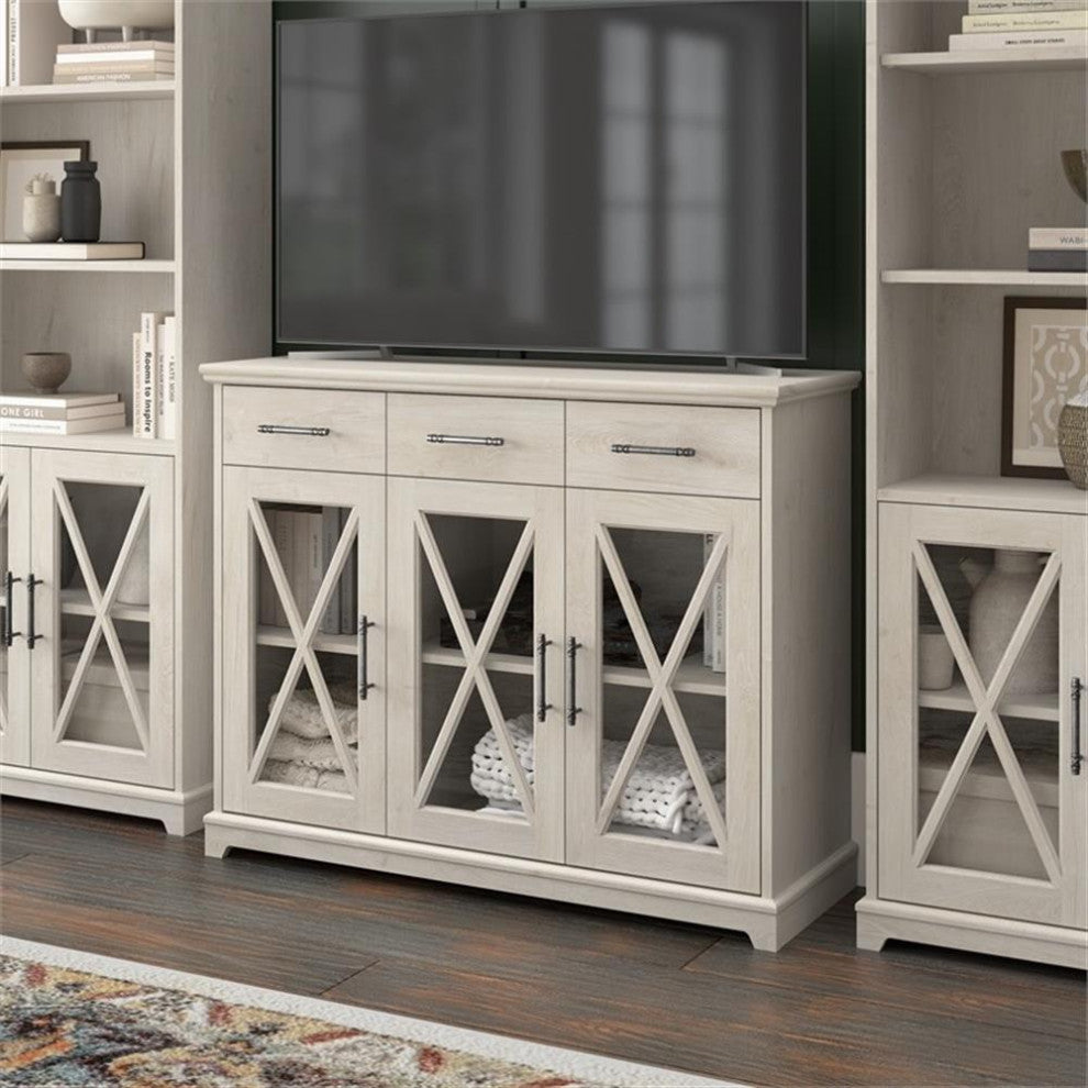 Lennox Farmhouse TV Stand for 65 Inch TV in Linen White Oak - Engineered Wood