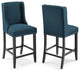 Baron Counter Stool Upholstered Fabric Set of 2 - Azure