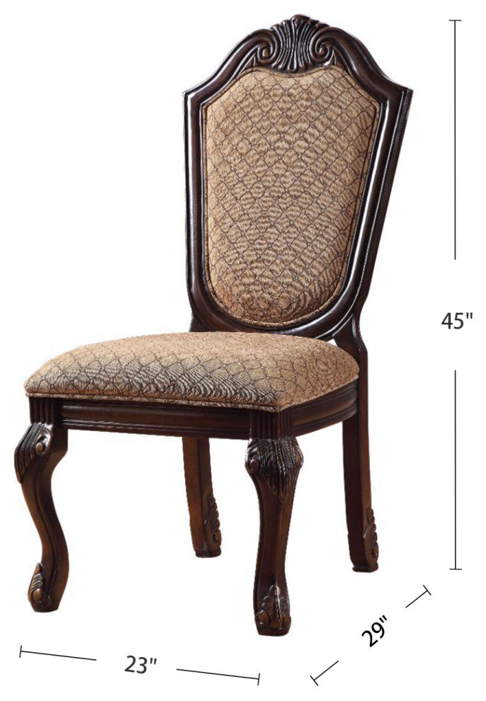Set of 2 Upholstered Side Chair, Brown/Espresso Finish