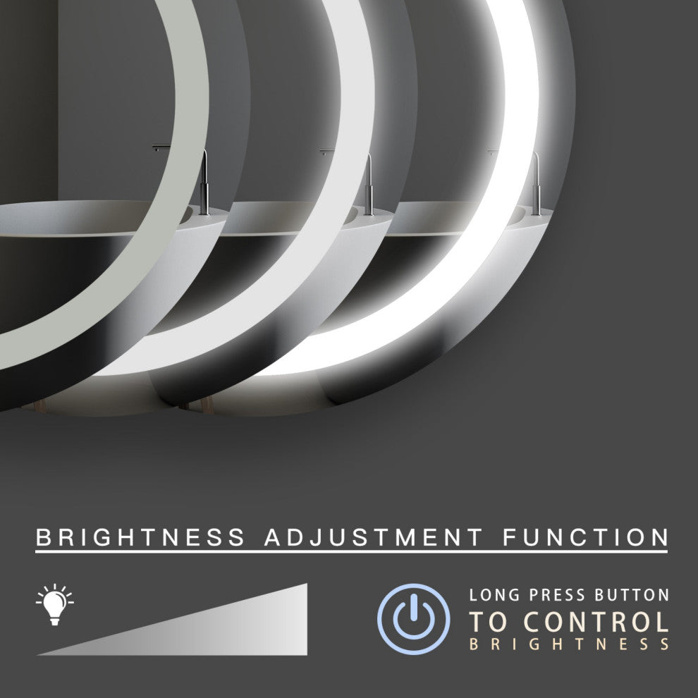30 In. Round Smart Touch Dimmable Anti-Fog LED Vanity Mirror