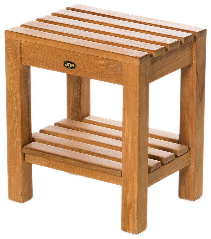 Teak Shower Bench Coach 16" (40 cm) with shelf