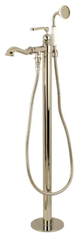 Kingston Brass Freestanding Tub Faucet With Hand Shower, Polished Nickel