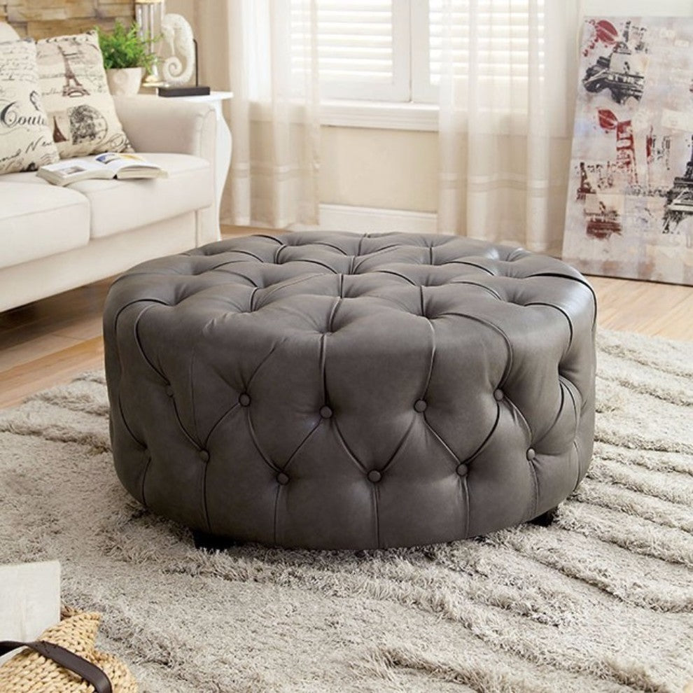 Benzara BM172775 Contemporary Ottoman, Gray