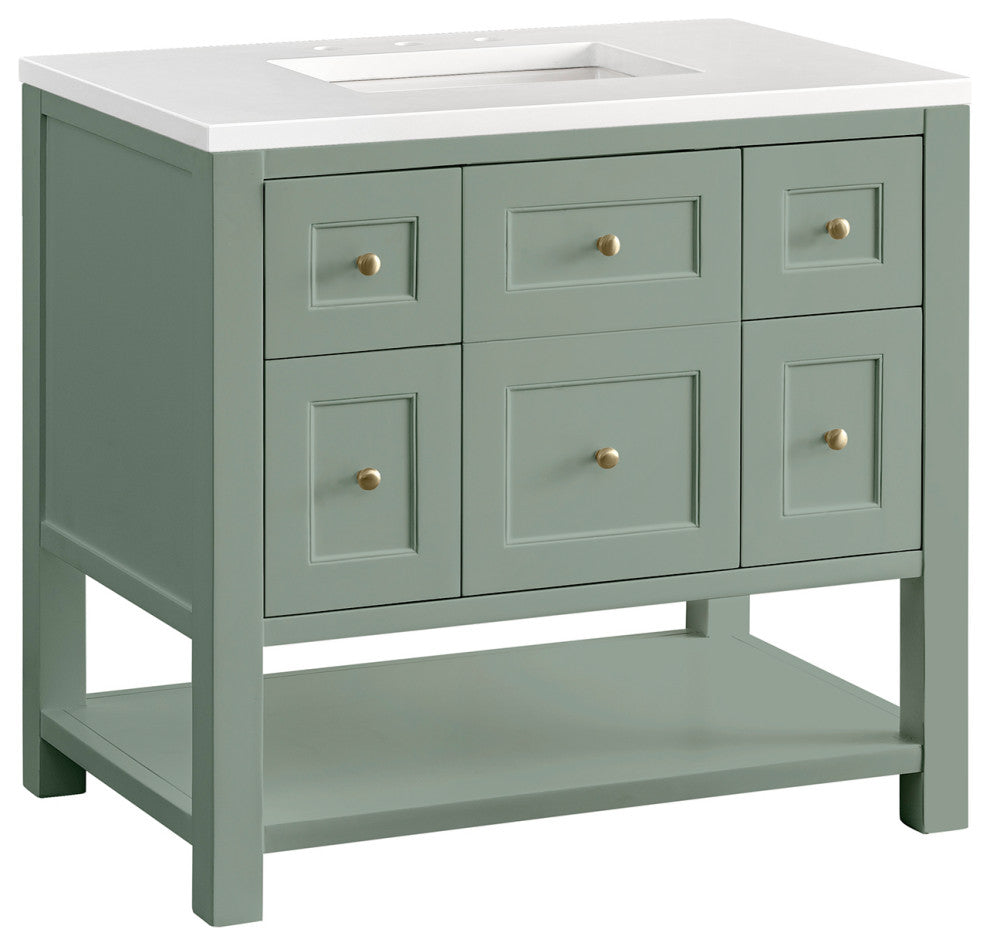 Breckenridge 36" Single Vanity, Smokey Celadon,  White Zeus Quartz Top