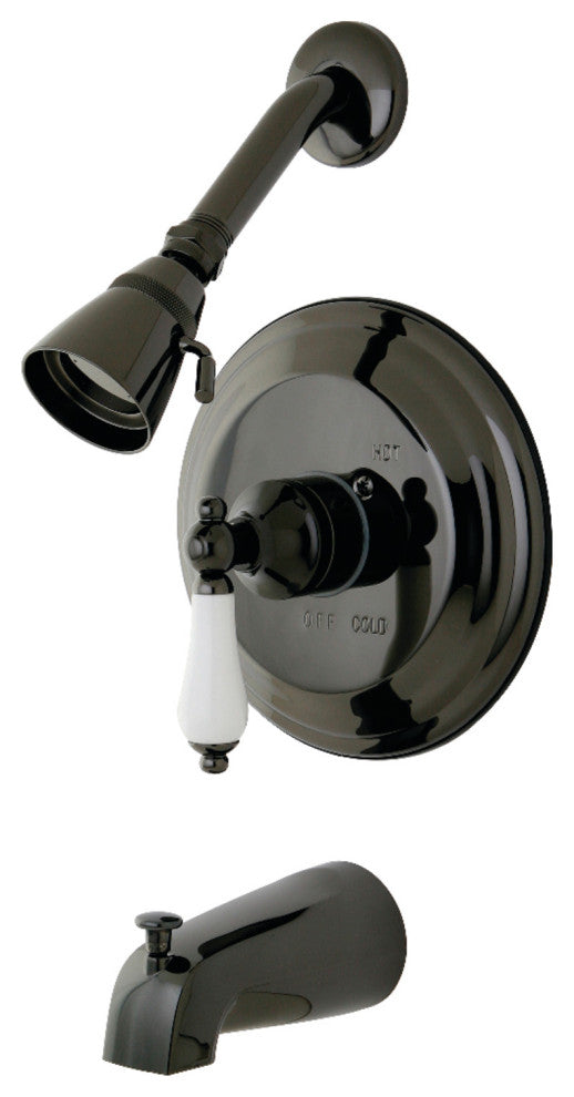 Kingston Pressure Balanced Tub/Shower Faucet w/Handle, Black Stainless Steel