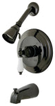 Kingston Pressure Balanced Tub/Shower Faucet w/Handle, Black Stainless Steel
