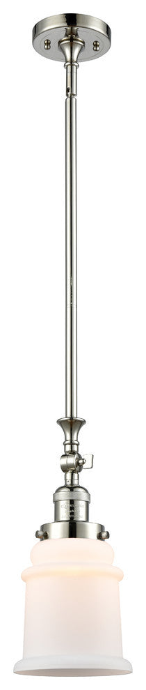 Canton 1-Light Mini Pendant, Polished Nickel, Matte White