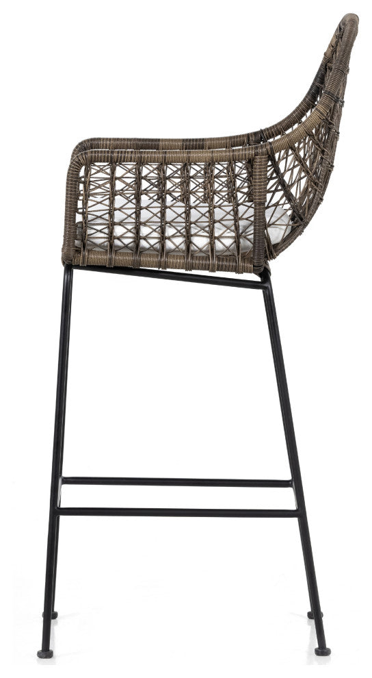 Bandera Outdoor Stool WithCshn-Grey-Bar