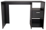 Arlington Computer Desk with Drawer, 2 Open Storage Shelves and Legs, Black