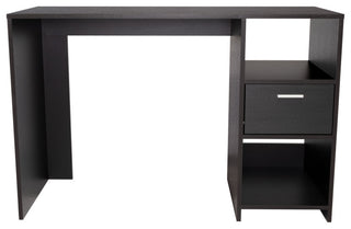 Arlington Computer Desk with Drawer, 2 Open Storage Shelves and Legs, Black