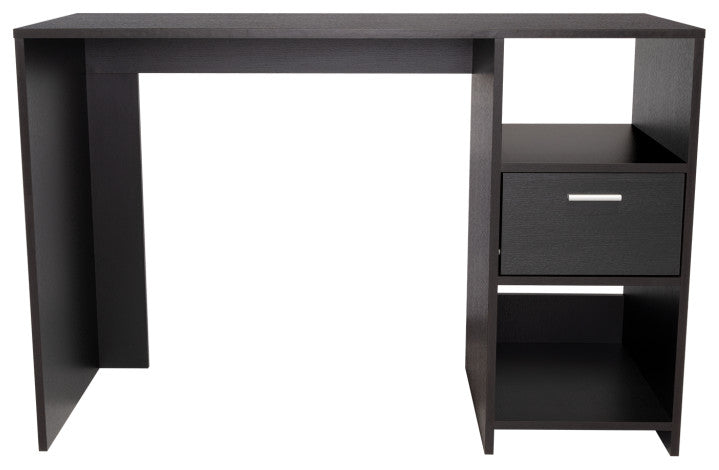 Arlington Computer Desk with Drawer, 2 Open Storage Shelves and Legs, Black